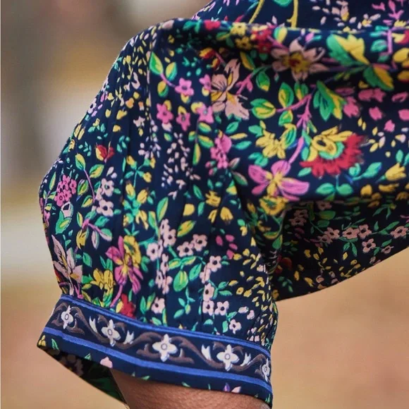 April Cornell NEW Darjeeling Dress Floral Maxi Navy SZ XL - Picture 4 of 7